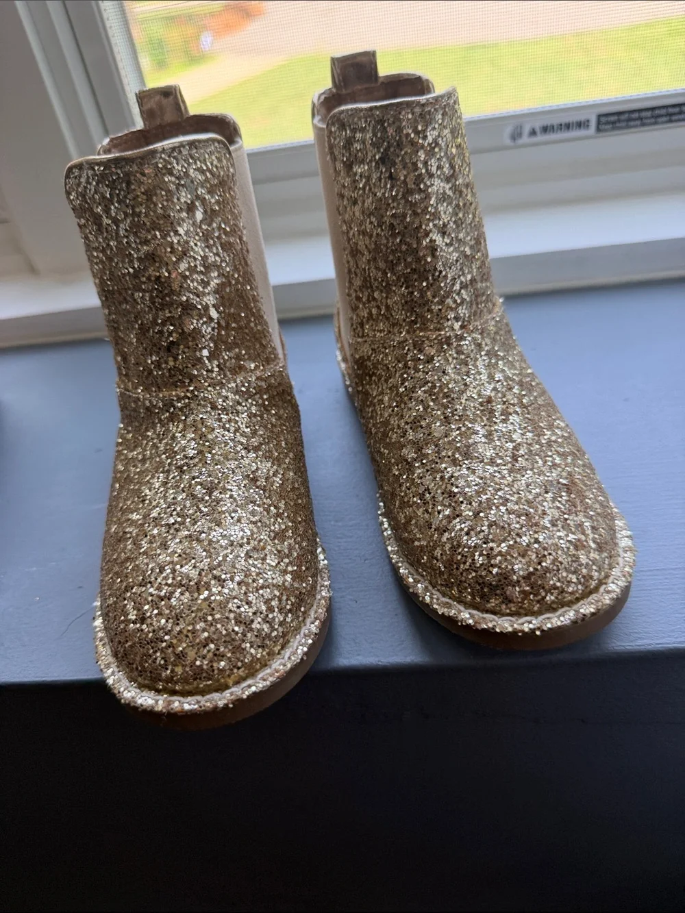 Jcrew Crewcuts Kids size 13 Glitter Chelsea Boots - Gold